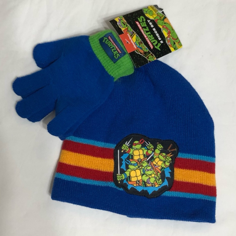 Nickelodeon Teenage Mutan Ninja Turtles boy’s 2pcs set hat/ gloves blue.OSFM
